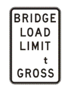 Bridge load limit sign commonly used by trucks.