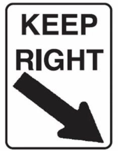 Keep right with arrow road sign.