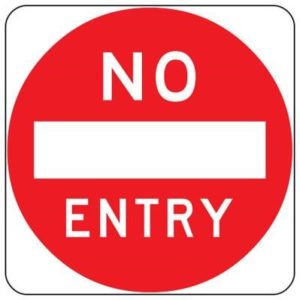 No entry road sign.