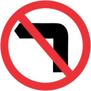 No left-turn sign.