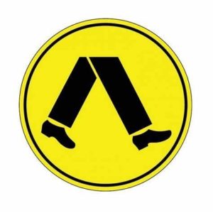 Yellow pedestrian crossing road sign.